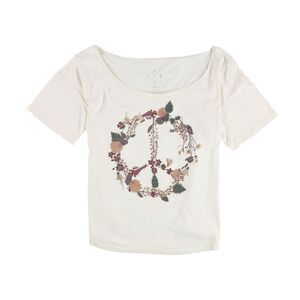 Jedidiah Womens Floral Peace Sign Graphic T-Shirt, NWT